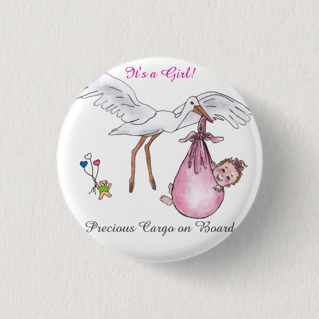 Bóton Redondo 2.54cm É uma garota! Botao (Frente)