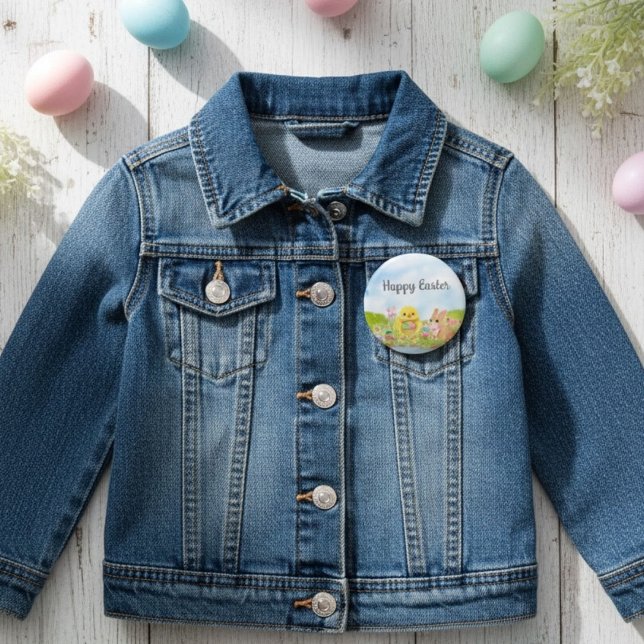 Bóton Redondo 2.54cm  Easter Egg Brunch Chick Easter Bunny Party (Criador carregado)