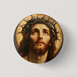 Bóton Redondo 2.54cm Ecce Homo Jesus Cristo com Coroa de Espinhos
