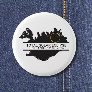 Bóton Redondo 2.54cm Eclipse Total do Sol 12 de Agosto de 2026 – Islând