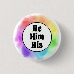 Bóton Redondo 2.54cm Ele Deu-Lhe os Pronounes em Círculo de Aquarela