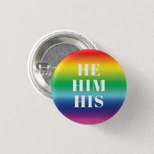Bóton Redondo 2.54cm Ele, Ele, Seu, Pronounes - Orgulho Lgbtq arco-íri