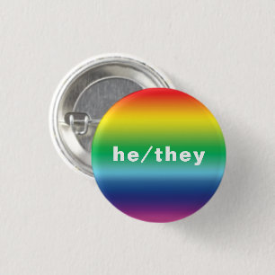 Bóton Redondo 2.54cm Ele, Eles Pronunciam Cores Arco-Íris Lgbtq Lgbt Or