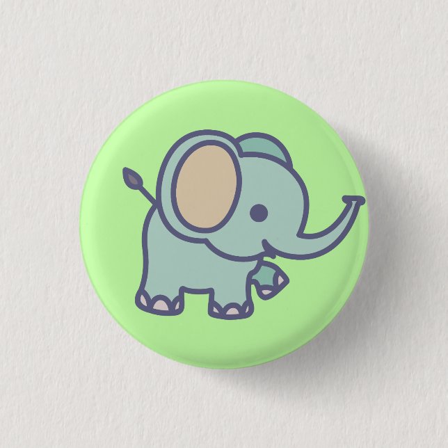 Bóton Redondo 2.54cm Elefante para Bebê (Frente)