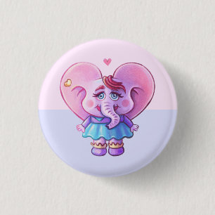 Bóton Redondo 2.54cm Elefante-Rosa-Bonita