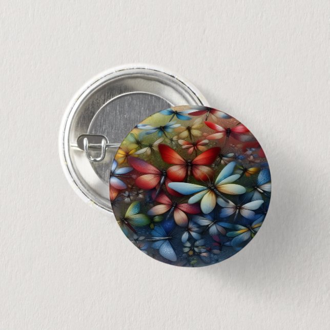 Bóton Redondo 2.54cm Elegant Dragonflies Button (Frente & Verso)