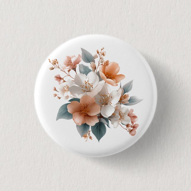 Bóton Redondo 2.54cm Elegant Floral Pinback Button 💐✨ (Frente)