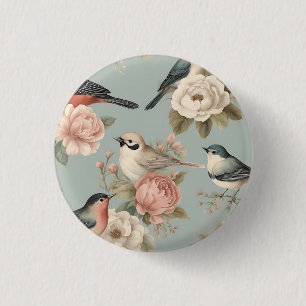 Bóton Redondo 2.54cm Elegante Chique Vintage Cottagecore Floral