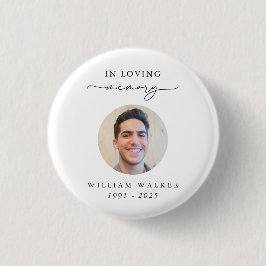 Bóton Redondo 2.54cm Elegante Memorial de Funeral com Foto Em Memória C