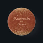 Bóton Redondo 2.54cm Elegante Terracotta Dourada Glitter Avô Groom<br><div class="desc">Elegante terracota e o botão "Avó do Groom".</div>