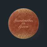 Bóton Redondo 2.54cm Elegante Terracotta Dourada Glitter Avô Groom<br><div class="desc">Elegante terracota e o botão "Avó do Groom".</div>