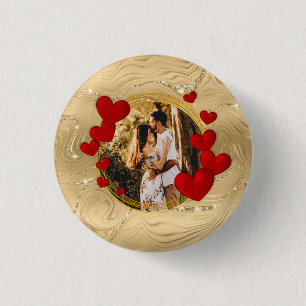 Bóton Redondo 2.54cm Elegantes Dia dos Namorados, Amor, Corações Vermel