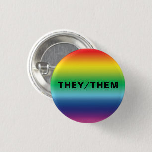 Bóton Redondo 2.54cm Eles, Eles, Pronounes Lgbtq Lgbt Pride Rainbow