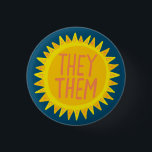 Bóton Redondo 2.54cm ELES/ELES Pronunciam Orgulho Luminoso Manipulado<br><div class="desc">Decorre sua roupa com este botão de arte legal. Faz um presente excelente! Você pode personalizá-lo e adicionar texto também. Procure em meu compro muito mais cores e padrões! Avise-me se quiser algo personalizado também.</div>