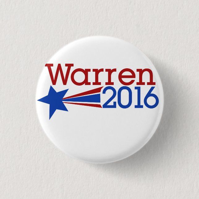 Bóton Redondo 2.54cm Elizabeth Warren 2016 (Frente)
