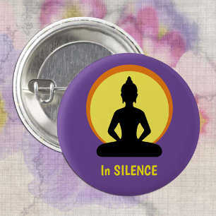 Bóton Redondo 2.54cm Em SILENCE Meditation & Buddha (Vipassana)
