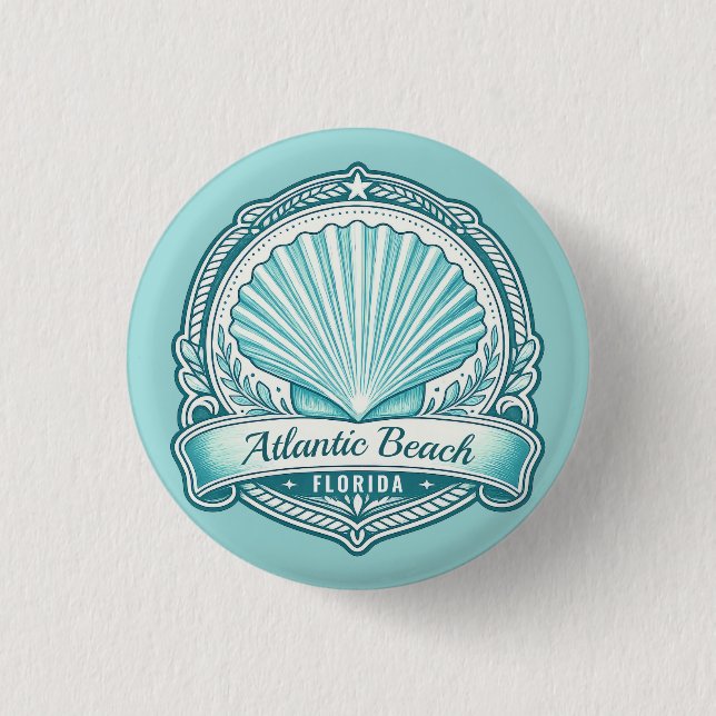 Bóton Redondo 2.54cm Emblema Costeiro de Atlantic Beach FL (Frente)
