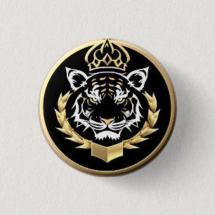 Bóton Redondo 2.54cm Emblema da Crista do Tigre Dourado