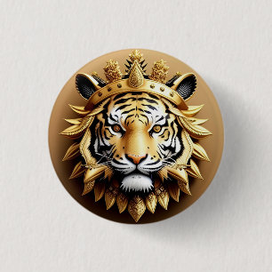 Bóton Redondo 2.54cm Emblema da Crista do Tigre Dourado