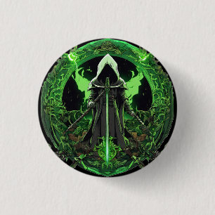 Bóton Redondo 2.54cm Emblema Da Grim Reaper Em Verde6