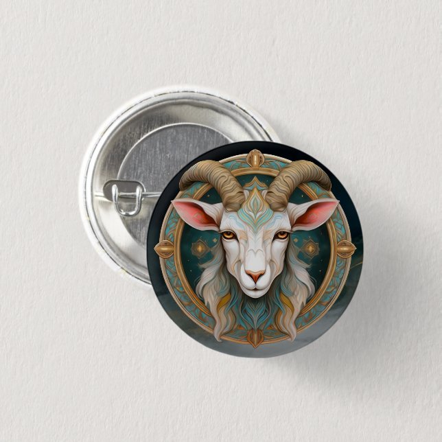 Bóton Redondo 2.54cm Emblema de Cabra Grimmloch RPG de Fantasia (Frente & Verso)