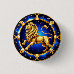Bóton Redondo 2.54cm Emblema de Leão do Zodíaco