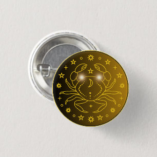Bóton Redondo 2.54cm Emblema do Zodíaco de Câncer   Símbolo Celestial M