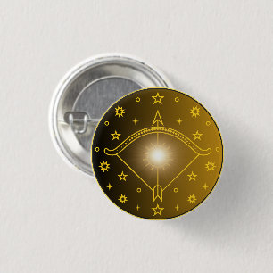 Bóton Redondo 2.54cm Emblema do Zodíaco de Sagitário Símbolo Celestial 