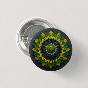 Bóton Redondo 2.54cm Emerald & Gold Foliage - Enamel Pin