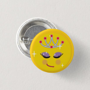 Bóton Redondo 2.54cm Emoticon de Princesa Brilhante