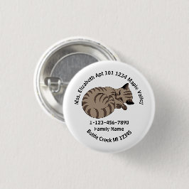 Bóton Redondo 2.54cm Endereço Doméstico da Família Kitten do Tabby Tabb