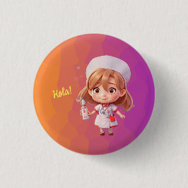 Bóton Redondo 2.54cm Enfermeira Espanhola de Saudação Botão Crachá