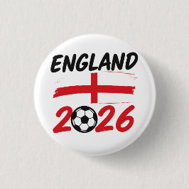 Bóton Redondo 2.54cm England 2026 Soccer Fan Design, Cross and Football