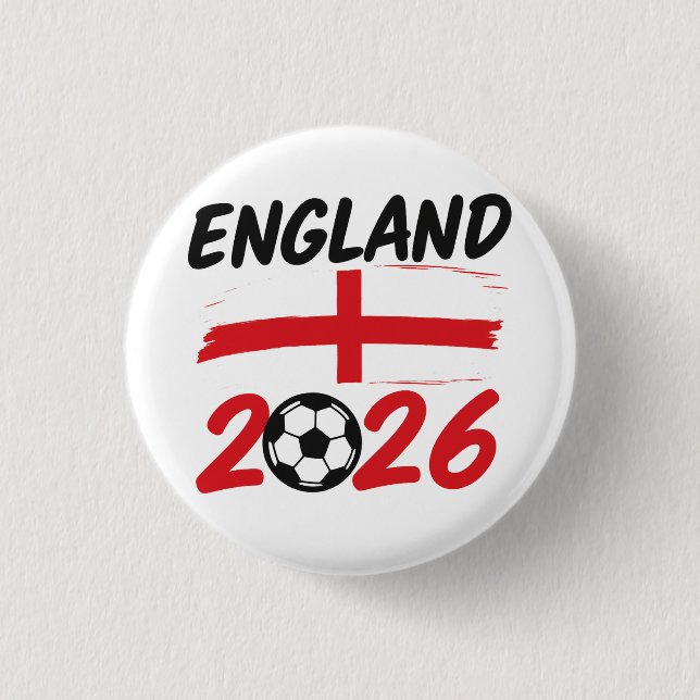 Bóton Redondo 2.54cm England 2026 Soccer Fan Design, Cross and Football (Frente)