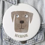 Bóton Redondo 2.54cm Engraçado Chocolate Labrador Cachorro de Retriever<br><div class="desc">Uma pintura de cor d'água de chocolate Labrador Retriever para fazer você sorrir. Personalizar alterando ou removendo o nome.</div>