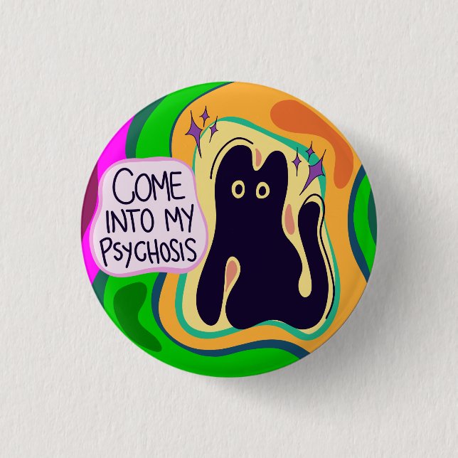 Bóton Redondo 2.54cm Entre No Meu Botão Psicose (Frente)