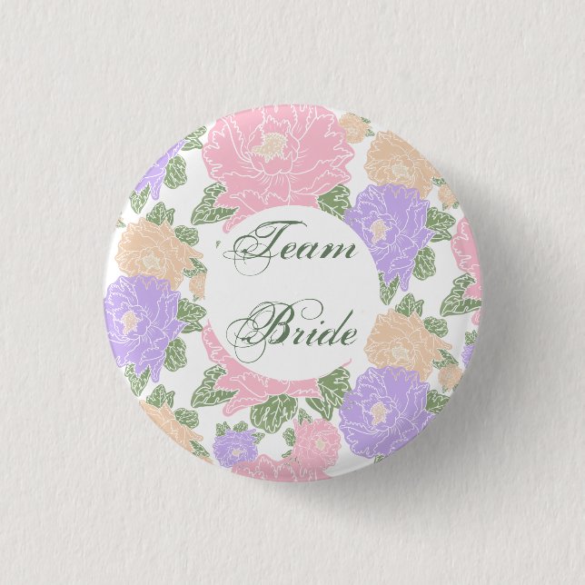 Bóton Redondo 2.54cm Equipe Bride, floral (Frente)