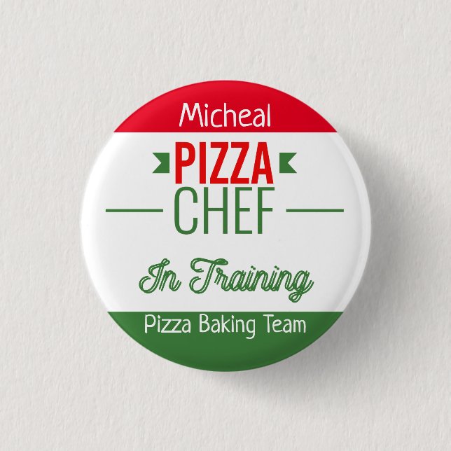 Bóton Redondo 2.54cm Equipe de panificação de pizza - personalizada (Frente)