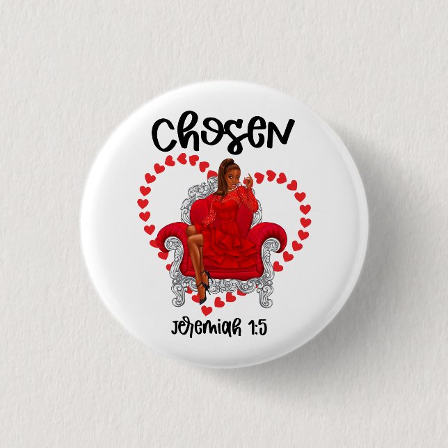 Bóton Redondo 2.54cm Escolhido Jeremiah 1:5 Namorados Galentines Dia De (Frente)