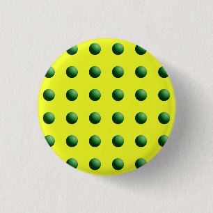 Bóton Redondo 2.54cm Esferas Verdes sobre Amarelo