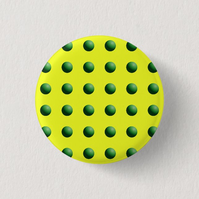 Bóton Redondo 2.54cm Esferas Verdes sobre Amarelo (Frente)