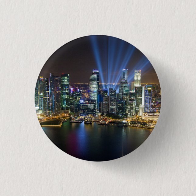 Bóton Redondo 2.54cm Espectáculo de Luzes no Centro de Singapura (Frente)