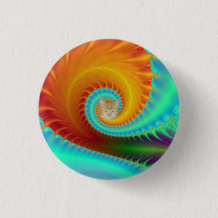 Bóton Redondo 2.54cm Espiral dentada na turquesa e no ouro
