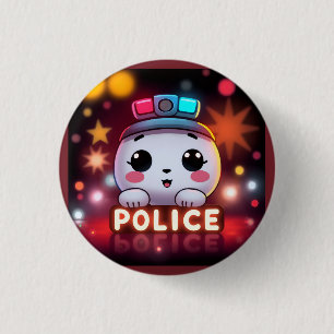 Bóton Redondo 2.54cm Esquadrão de Polícia Fofo – Design de Patrulha Ado