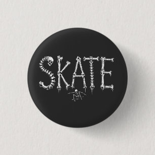 Bóton Redondo 2.54cm Esqueleto SKATE Design de Terror