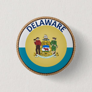 Bóton Redondo 2.54cm Estado de botão do selo da bandeira de Delaware