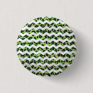 Bóton Redondo 2.54cm Estampa Preto e Verde de Leopard Chevron