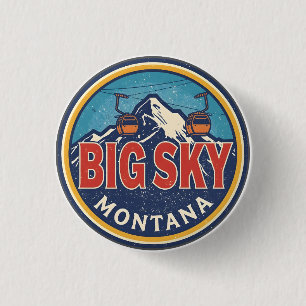 Bóton Redondo 2.54cm Estância de esqui BIG SKY Montana vintage montanha
