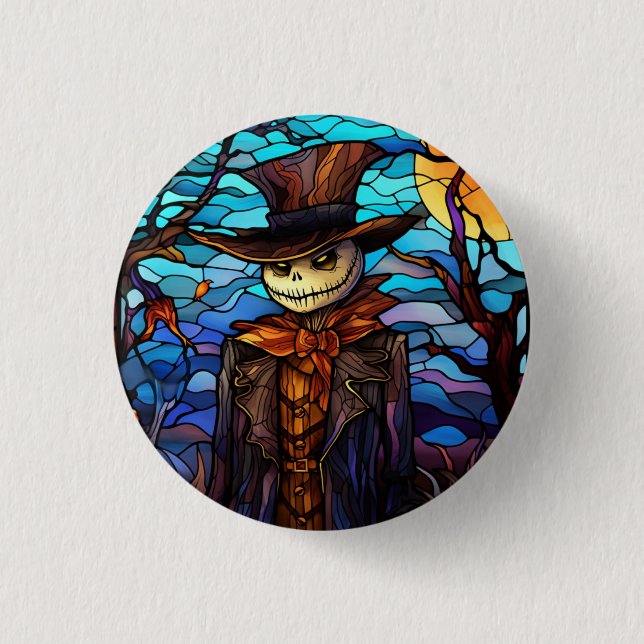 Bóton Redondo 2.54cm Estilo de Vidro Manchado do Halloween Spooky (Frente)