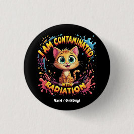 Bóton Redondo 2.54cm Estou Contaminado com Meme de Gato Japonês de Radi